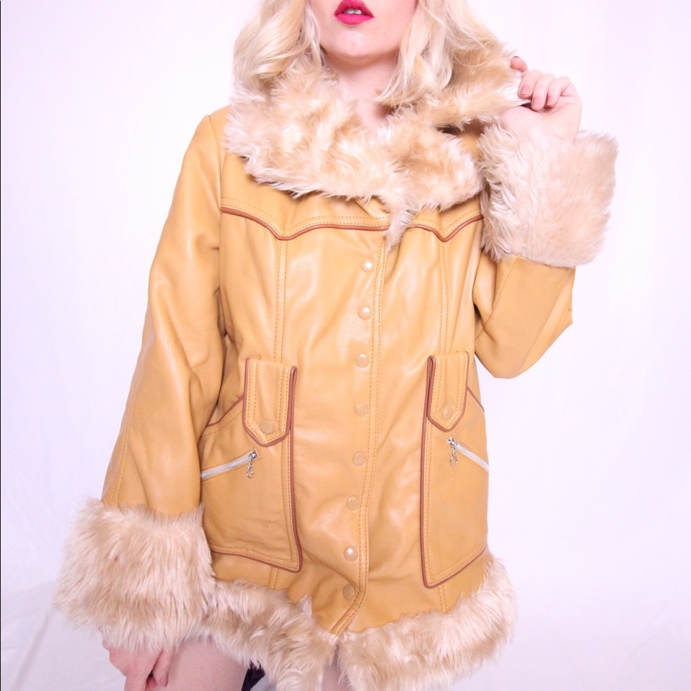 Vintage 1970’s Vegan Leather and Shearling Jacket